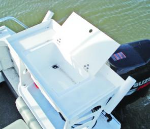 The bait board contains a large bait tank that can easily be plumbed for livies.